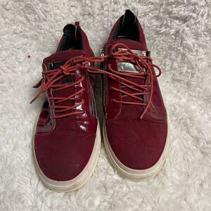 Giuseppe Zanotti Burgundy red Sneakers Low Top Double Zipper Size EU 41 US8